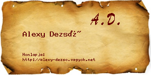 Alexy Dezső névjegykártya